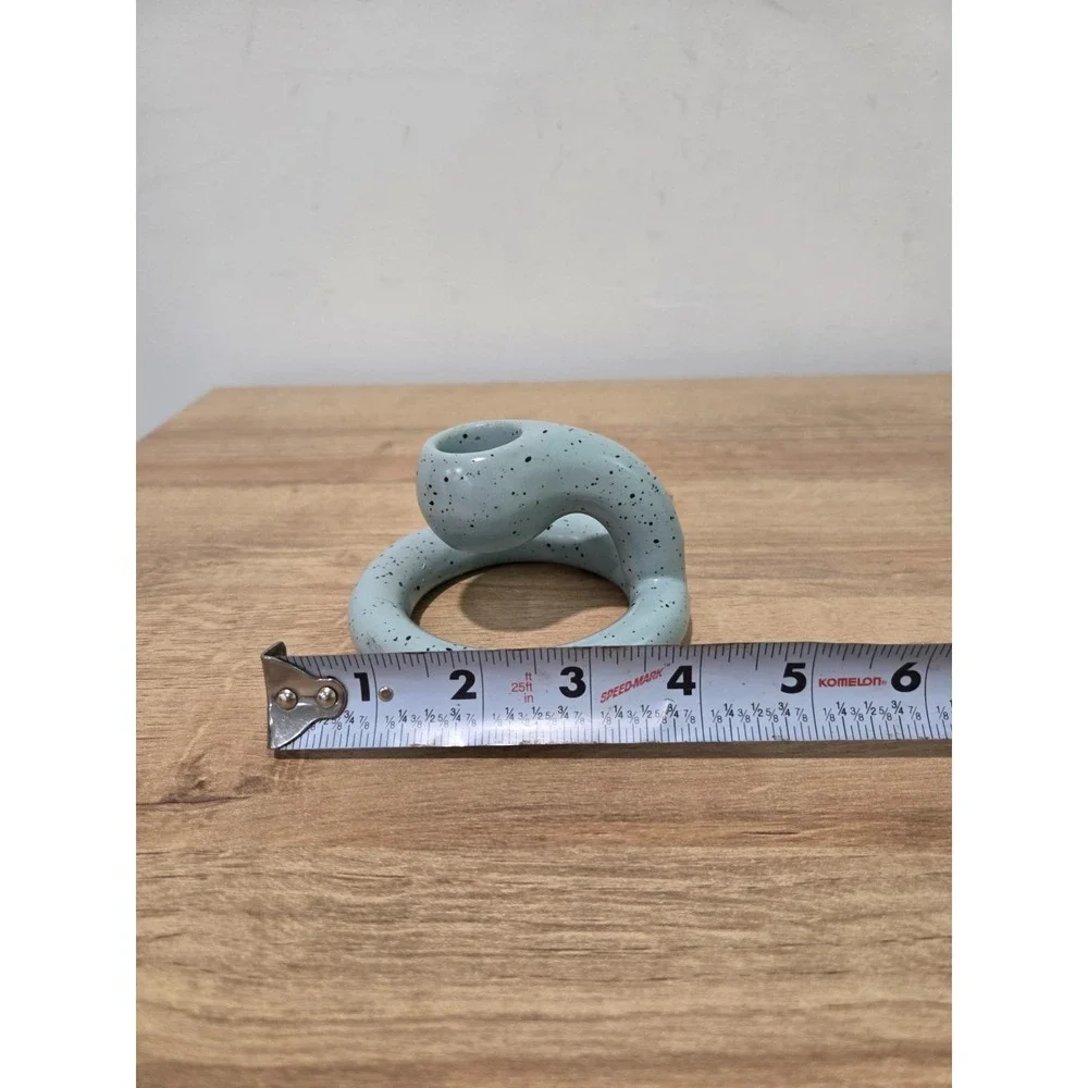 Virginia Sin Speckled Blue Ceramic Candleholder Modern 4''